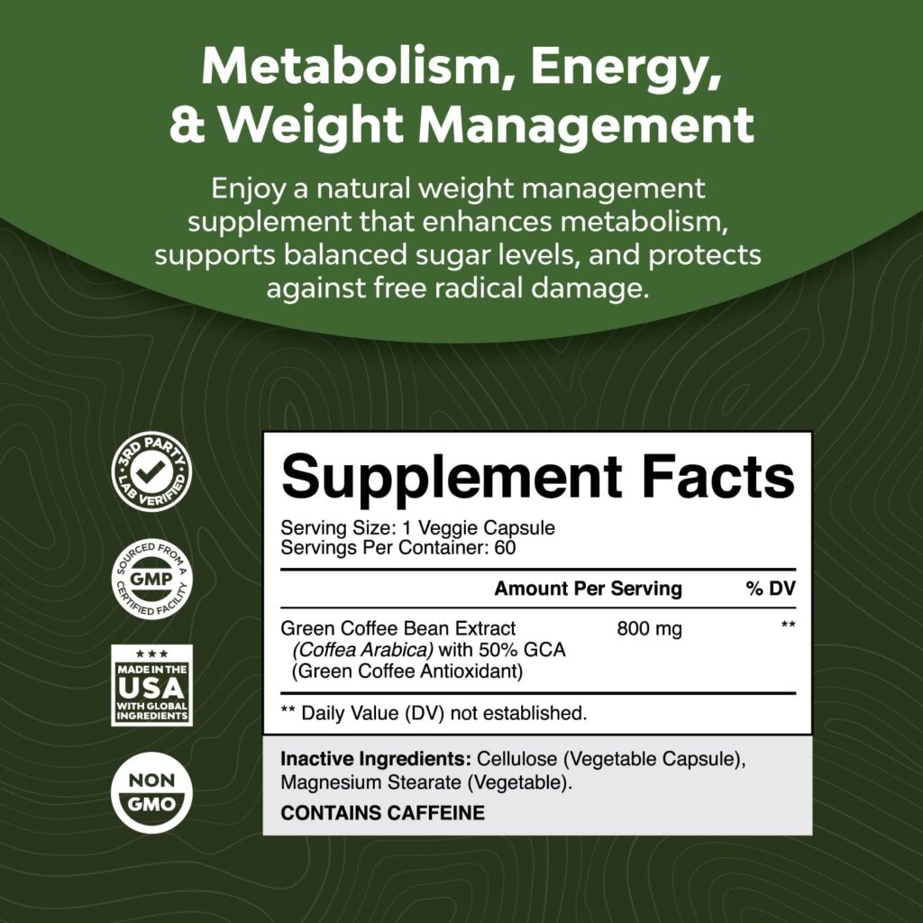 Green Coffee Bean Extract for Weight Loss - Metabolism, energy, & weight management