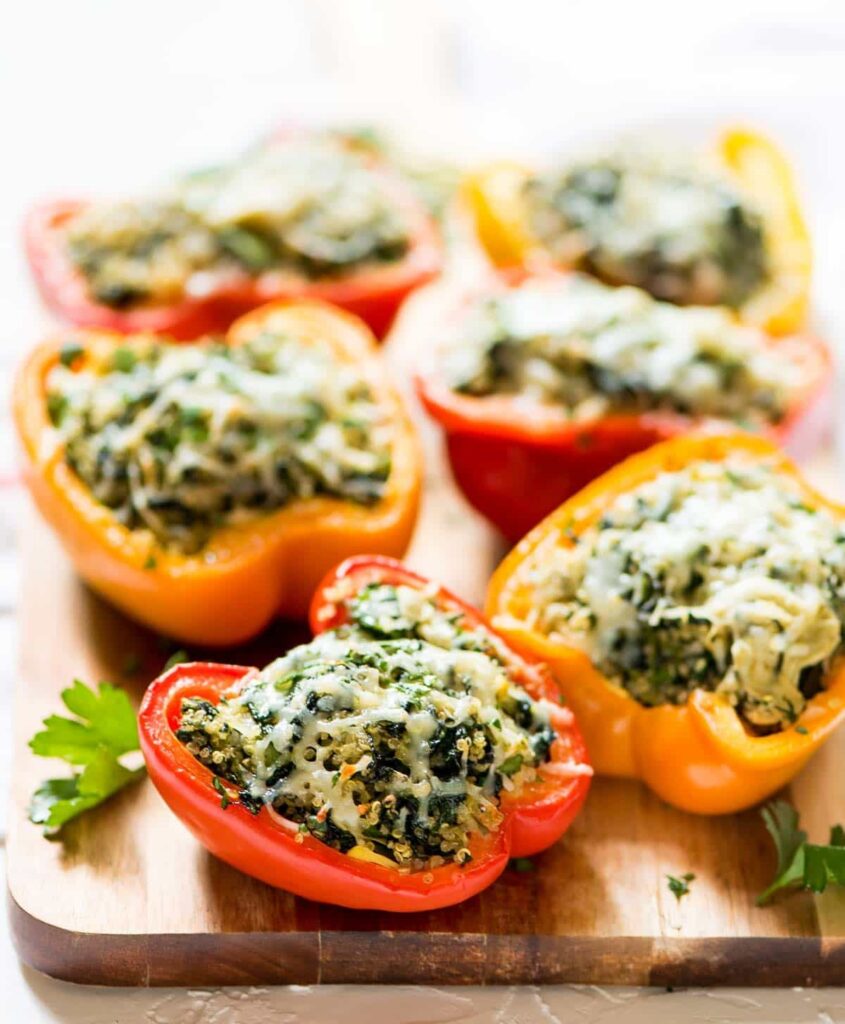 Flexitarian Diet recipe - Mushroom and Spinach Stuffed Bell Peppers