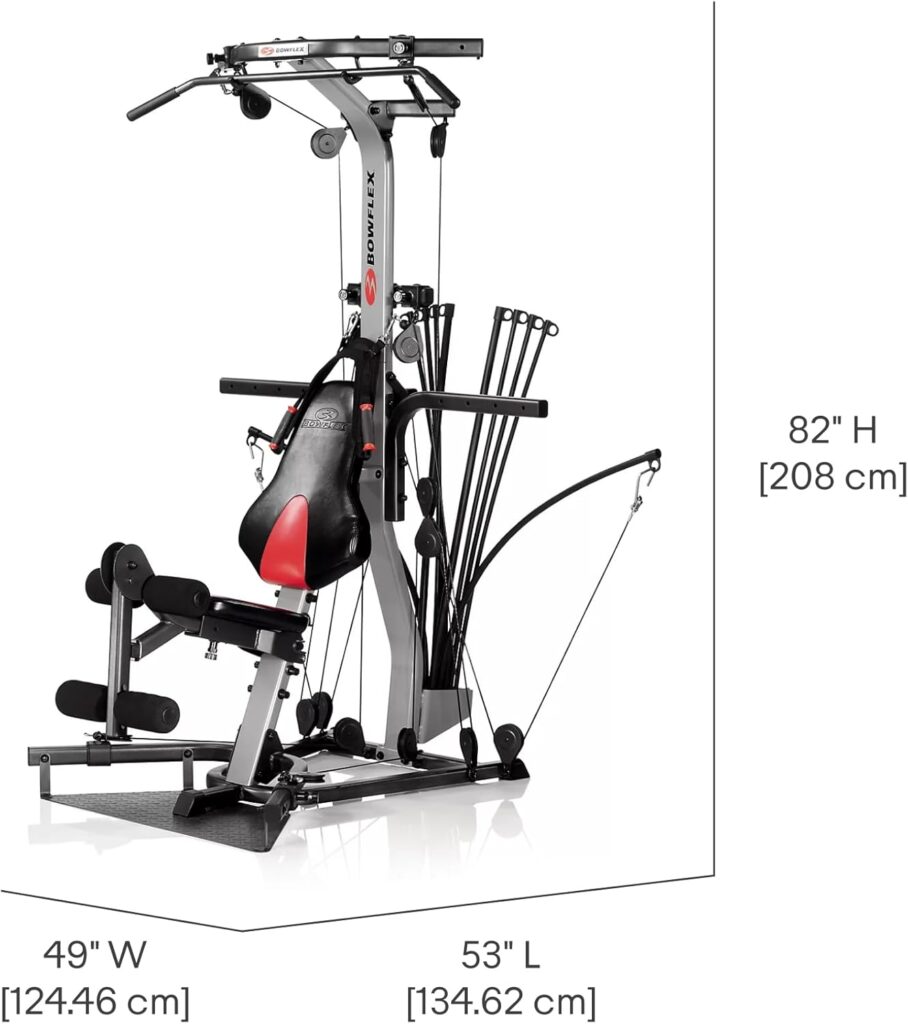 An image of the Bowflex Xceed Home Gym giving the dimensions of the gym.