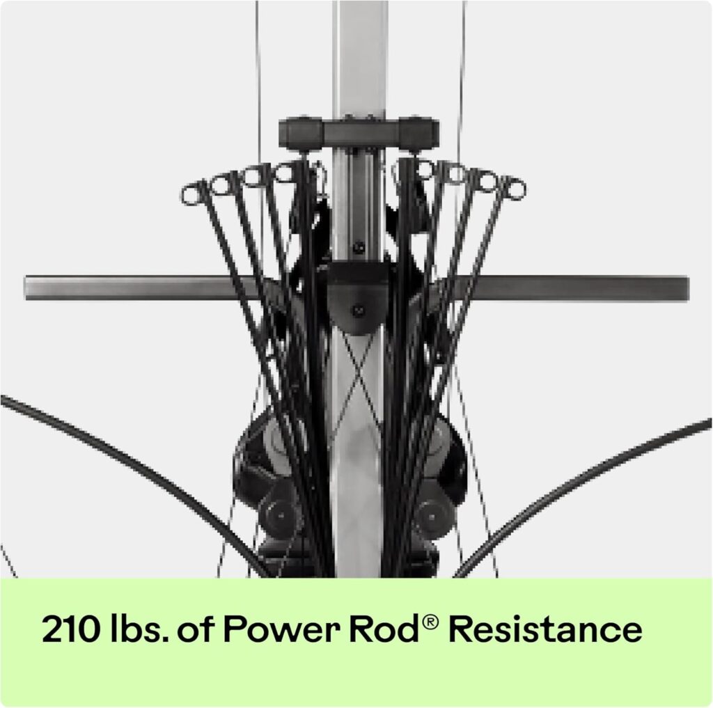 Bowflex Xceed Home Gym Review - An image of the Home Gym showing the 210 lbs. of Power Rod Resistance.