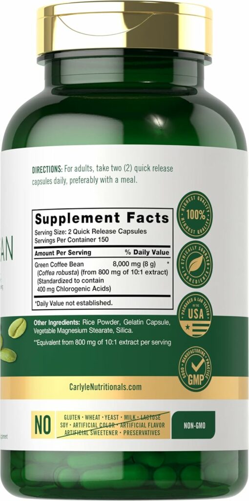 Carlyle Green Coffee Bean Extract Supplement Facts