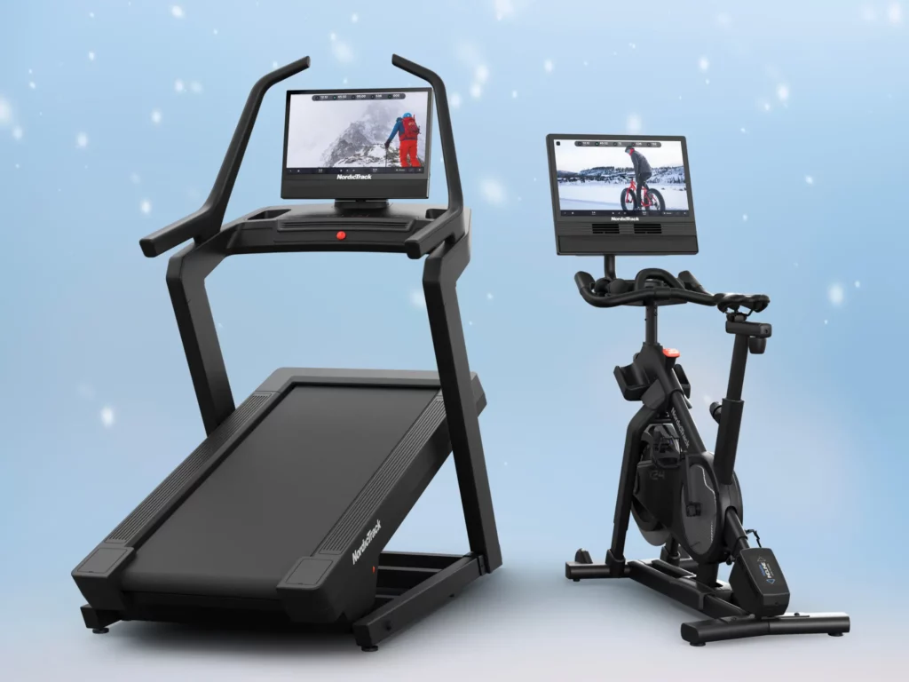 NordicTrack Exercise Equipment - A NordicTrack Treadmill and a NordicTrack Exercise Bike beside each other.