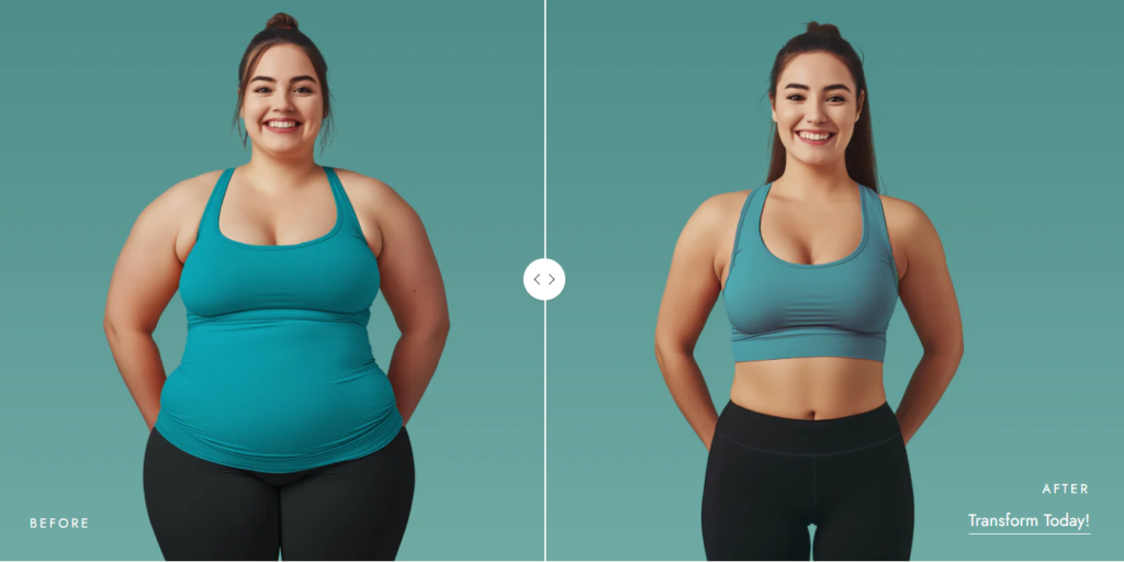 Curbix Weight Loss Pill Launch - Full Review - A woman with a before and after picture after taking Curbix.