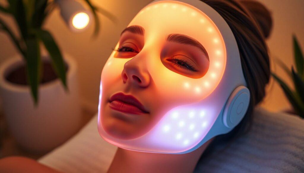 using LED face mask